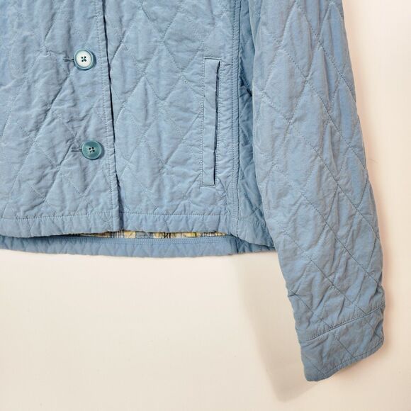 LL Bean Jacket Womens M Quilted Button Down Peasant Cottagecore Chore Wear Plaid - Picture 5 of 12